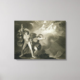 Macbeth, Banquo und die drei Hexen auf der Erde Leinwanddruck