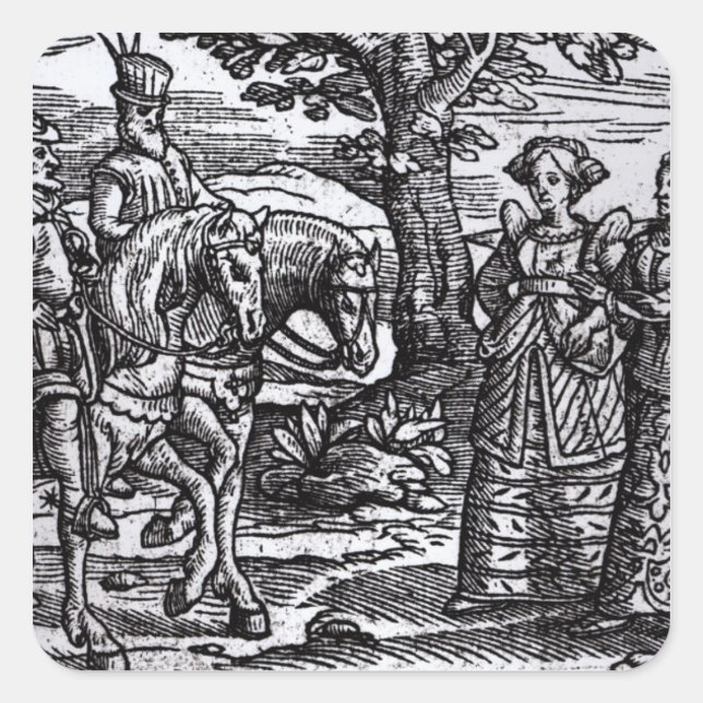 Macbeth, Banquo und die drei Hexen Quadratischer Aufkleber (Vorderseite)