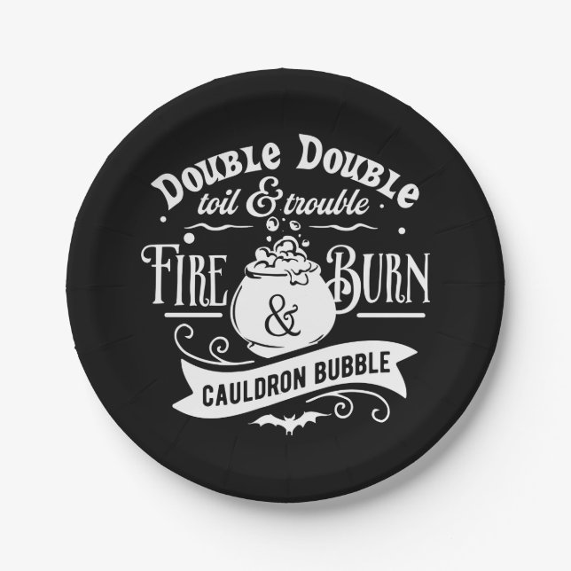 Macbeth Hexen Rechtschreibtypografie Halloween Pappteller (Vorderseite)