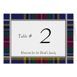 MacBeth Plaid Hochzeitsempfang Tischnummer