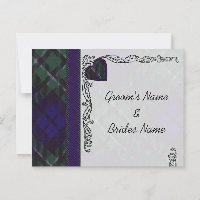 MacCallum Scottish Tartan Heart Design RSVP Karte (Vorderseite)