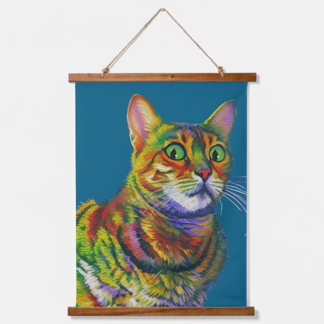 Macchi Kitty in Unglauben Wandteppich Mit Holzrahmen (Vorderseite)