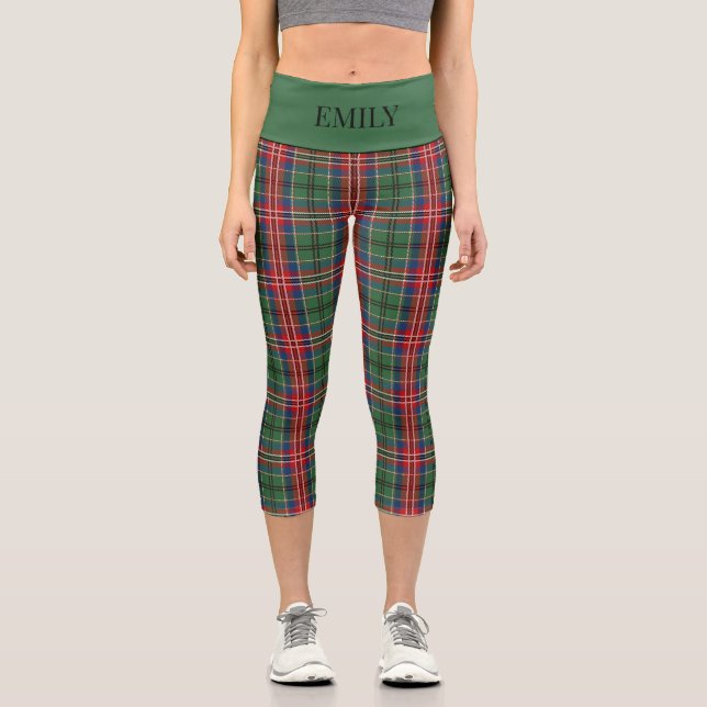 MacCulloch Scottish Kariert Red Green Personalize Capri Leggings (Vorderseite)