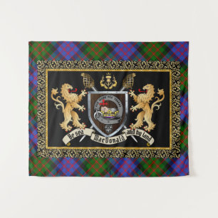 MacDonald Clan Abzeichen & Motto mit Löwen Wandteppich