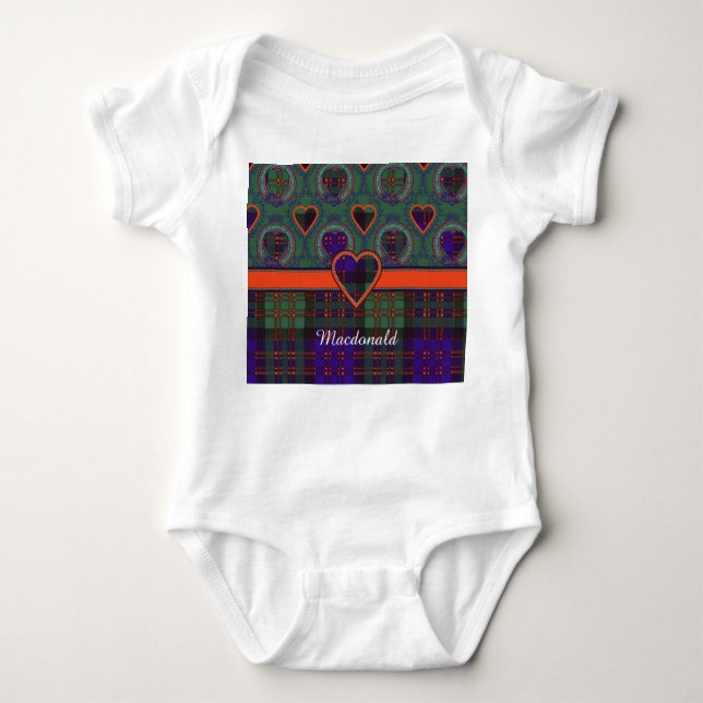 Macdonald Clan karierter schottischer Tartan Baby Strampler (Vorderseite)