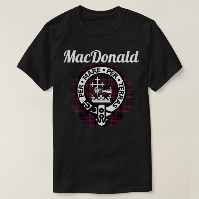 MacDonald Clan Schottischer Name Coat of Arms Tart T-Shirt (Design vorne)