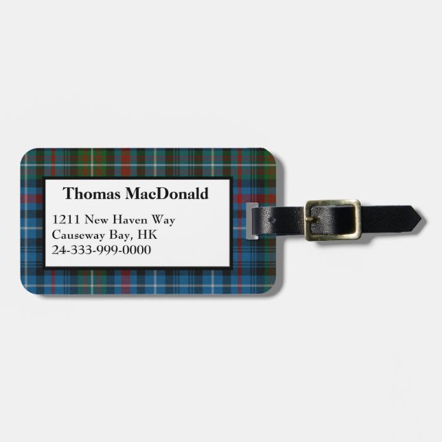 MacDonald Clan Tartan Karierter Gepäcktag Gepäckanhänger (Vorderseite horizontal)