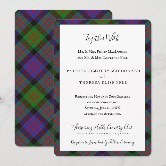 MacDonald Clan Tartan Schottisch Kariert Einladung (Vorne/Hinten)