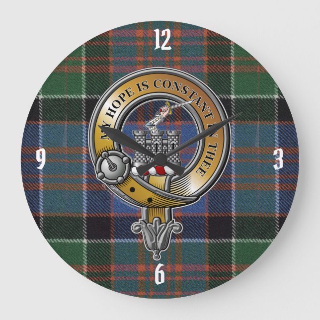 MacDonald Clanranald Tartan & Abzeichen Große Wanduhr (Vorderseite)