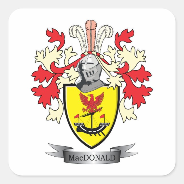 MacDonald-Familienwappen-Wappen Quadratischer Aufkleber (Vorderseite)