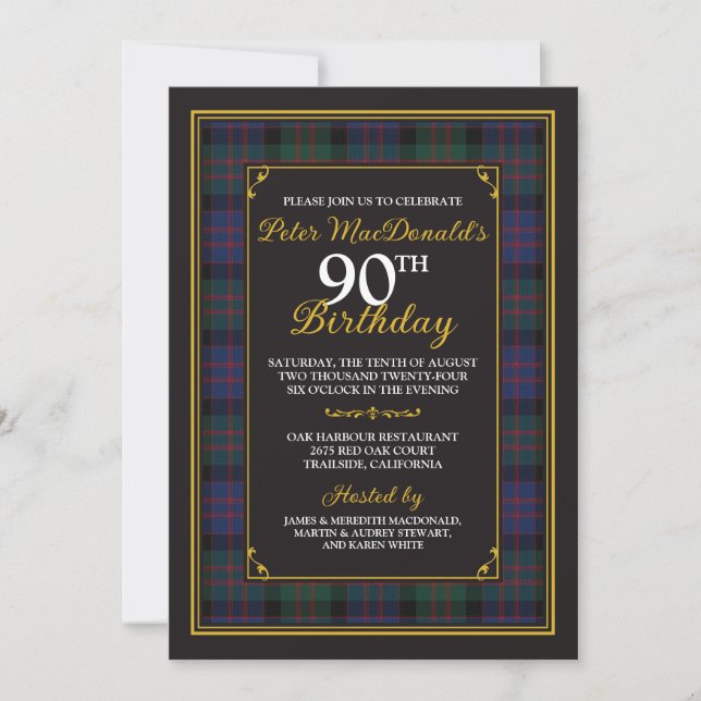 MacDonald Tartan 90e anniversaire Invitation (Devant)