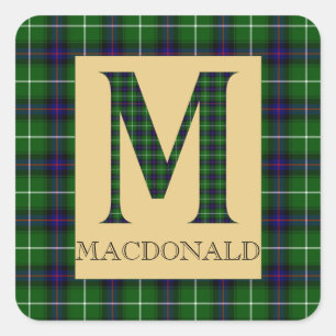 MacDonald Tartan Monogram M Quadratischer Aufkleber