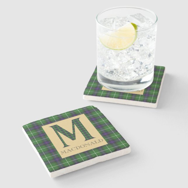 MacDonald Tartan Monogram M Steinuntersetzer (Seitenansicht)