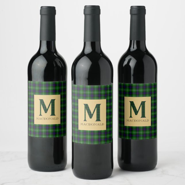 MacDonald Tartan Monogram M Weinetikett (Flaschen)