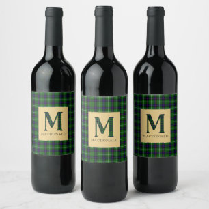 MacDonald-Tartan Monogramm M Weinetikett