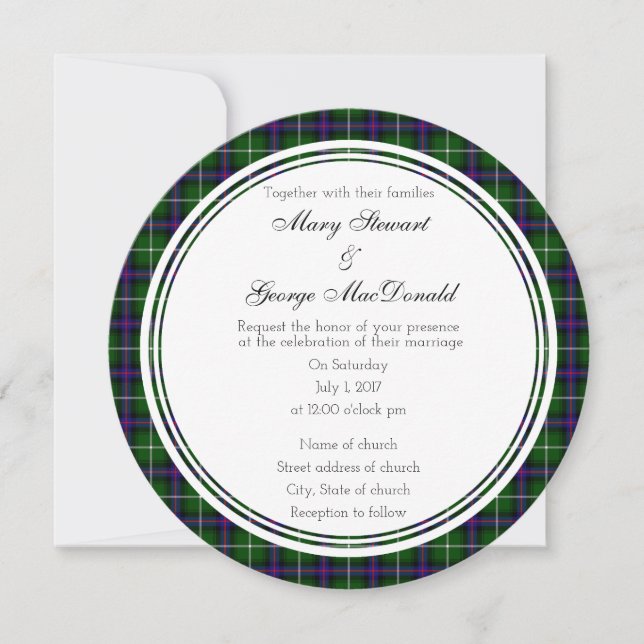 MacDonald von der Isles Scottish Wedding Round Einladung (Vorderseite)