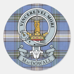 MacDowall Wappen + Tartan-Aufkleber-Satz Runder Aufkleber