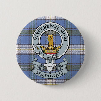 MacDowall Wappen + Tartan-Knopf Button
