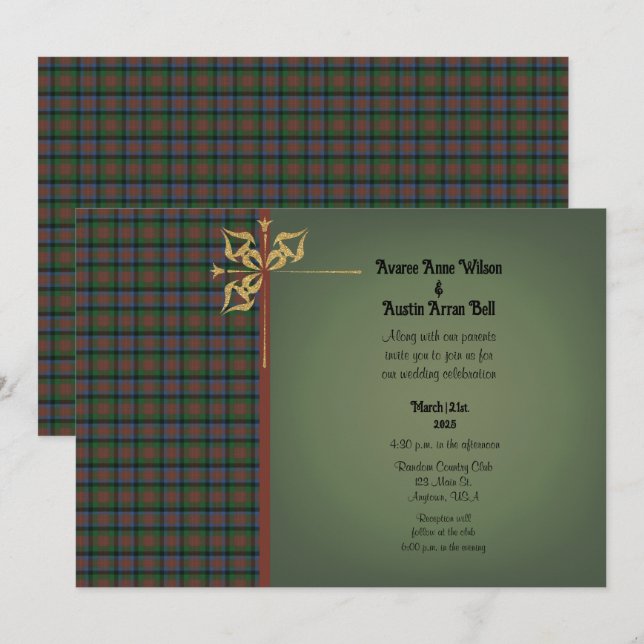MacDuff Hunting Original Scottish Tartan Wedding Einladung (Vorne/Hinten)
