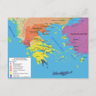 Macedon Map at the Death of Philip II 336 B.C. Postkarte