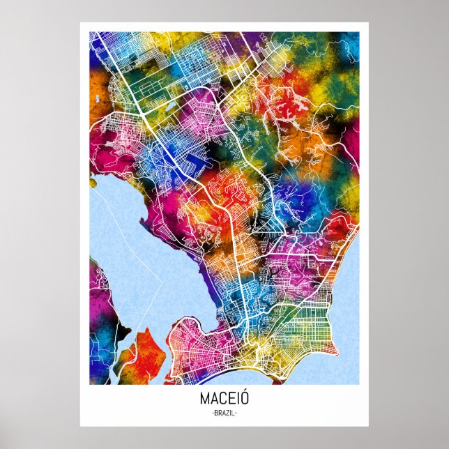 Maceió Brasilien Stadtkarte Poster (Vorne)