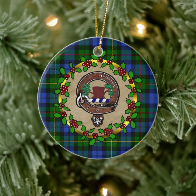 MacEwan/MacEwen Clan Abzeichen & Tartan Personalis Keramik Ornament (Baum)