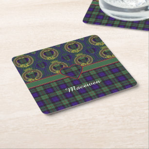 Macewen Clan karierter schottischer Tartan Rechteckiger Pappuntersetzer