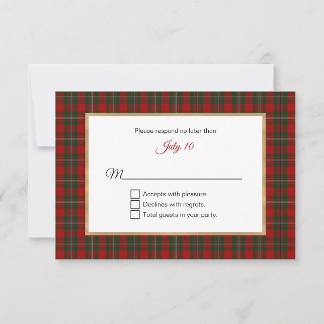 MacFarland Tartan Kariert Wedding RSVP Karte (Vorderseite)