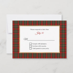 MacFarland Tartan Kariert Wedding RSVP Karte