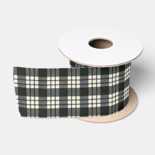 MacFarlane Black and White Modern Scottish Tartan Satinband