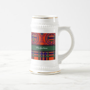 Macfarlane Clan karierter schottischer Tartan Bierglas