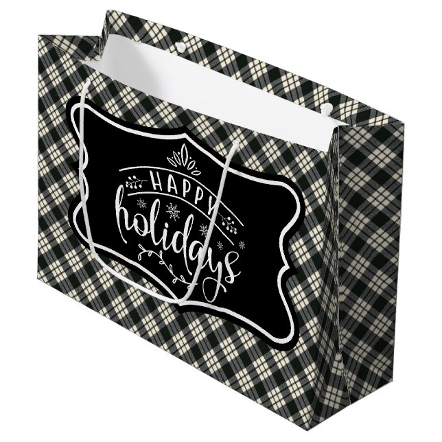 MacFarlane Modern  Scottish Tartan Christmas Große Geschenktüte (Vorderseite Schrägansicht)