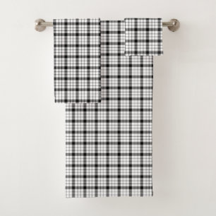 MacFarlane Tartan Schwarz-weiß kariert Badhandtuch Set