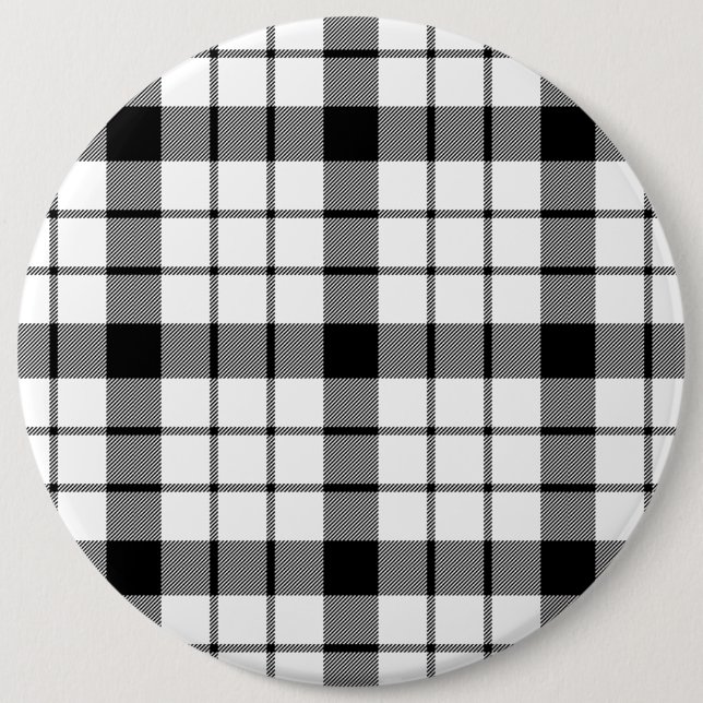 MacFarlane Tartan Schwarz-weiß kariert Button (Vorderseite)