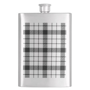 MacFarlane-Tartan schwarz weiß kariert Flachmann