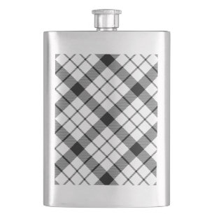 MacFarlane Tartan Schwarz-weiß kariert Flachmann