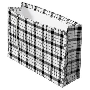 MacFarlane Tartan Schwarz-weiß kariert Große Geschenktüte