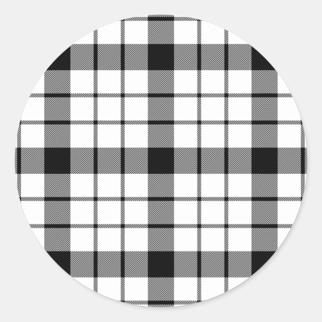 MacFarlane Tartan Schwarz-weiß kariert Runder Aufkleber (Vorderseite)