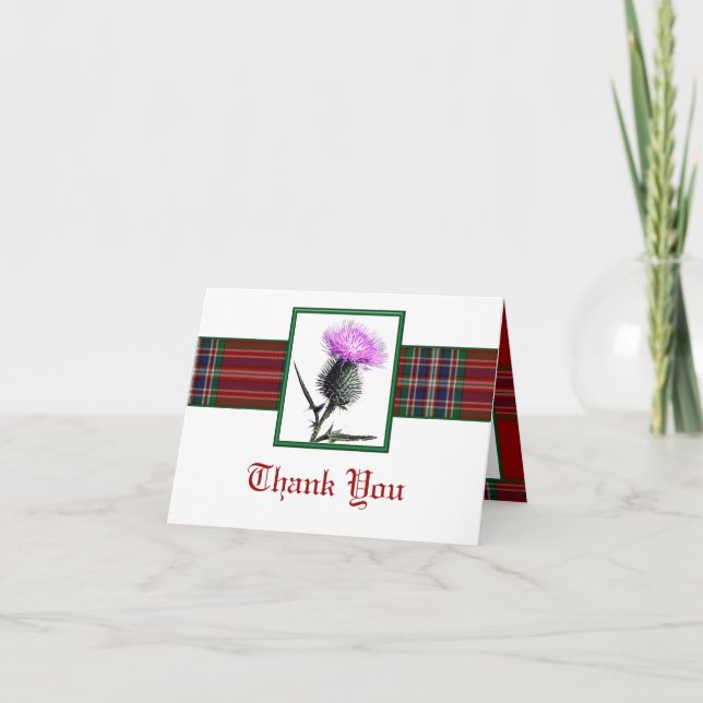 MacFarlane Tartan und Thistle Dankeschön-Karte Dankeskarte (Vorderseite)