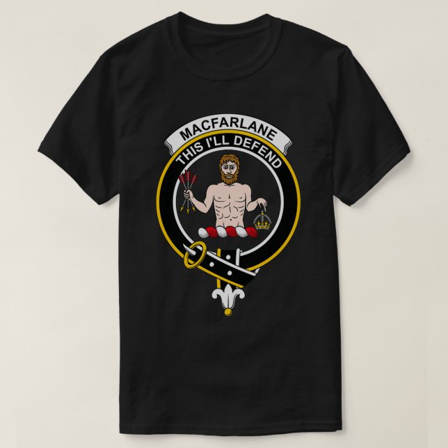 MacFarlane Wappen Tartan Clan Scottish Clan T-Shirt (Design vorne)