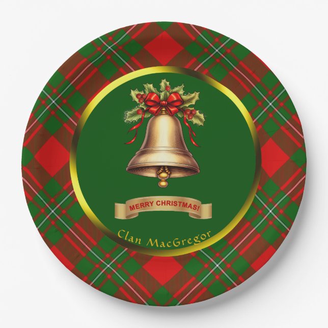 MacGregor Tartan Personalisierte Weihnachten Pappteller (Vorderseite)
