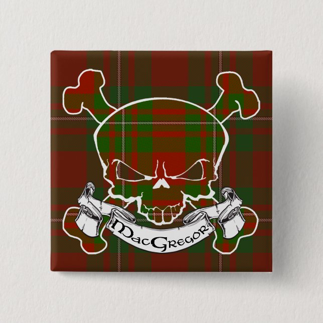 MacGregor Tartan-Schädel Button (Vorderseite)