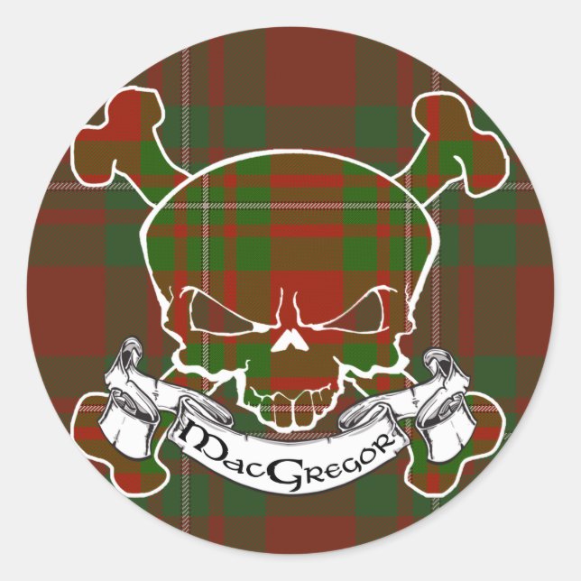 MacGregor Tartan Skull Runder Aufkleber (Vorderseite)