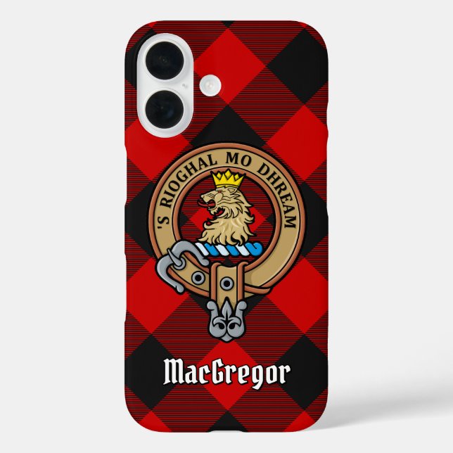 MacGregor Wappen über Rob Roy Tartan iPhone Case (Rückseite)