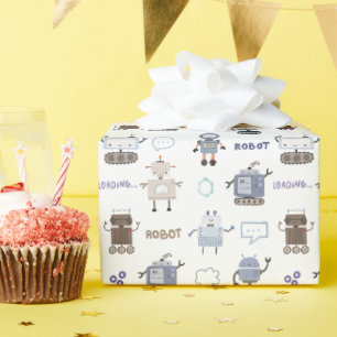 Mach dich bereit für Spaß Roboter Kinder Alles Gut Geschenkpapier