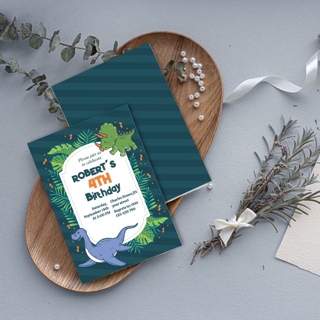 Mach dich lustig! Gezeichnet Dinosaurier Geburtsta Einladung (Roar Into Fun Dinosaur Birthday Invitation)