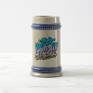 Mach dich selbst zur Priorität Motivationsdesign Bierglas