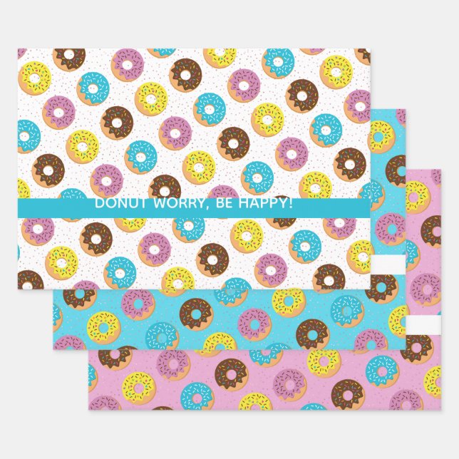 Mach dir keine Sorgen, sei fröhlich bunt lustige W Geschenkpapier Set (Set)