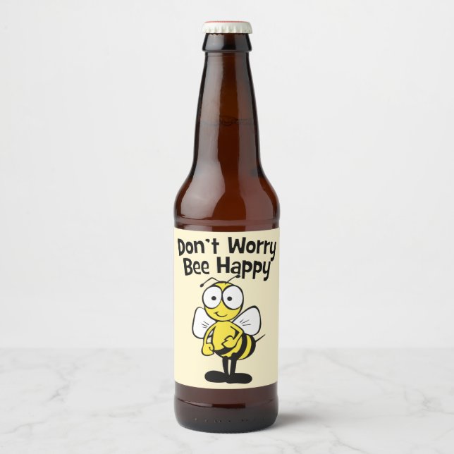 Mach dir keine Sorgen um glückliche Biene | Hummel Bierflaschenetikett (Vorderseite)