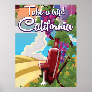 Mach eine Reise! Kalifornien Vintage-Wein-Reisepos Poster